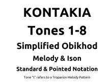 Kondakia Tones 1-8, Simplified Obikhod Style (melody and ison (bass)