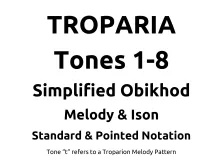 Troparia 1-8 Simplified Obikhod
